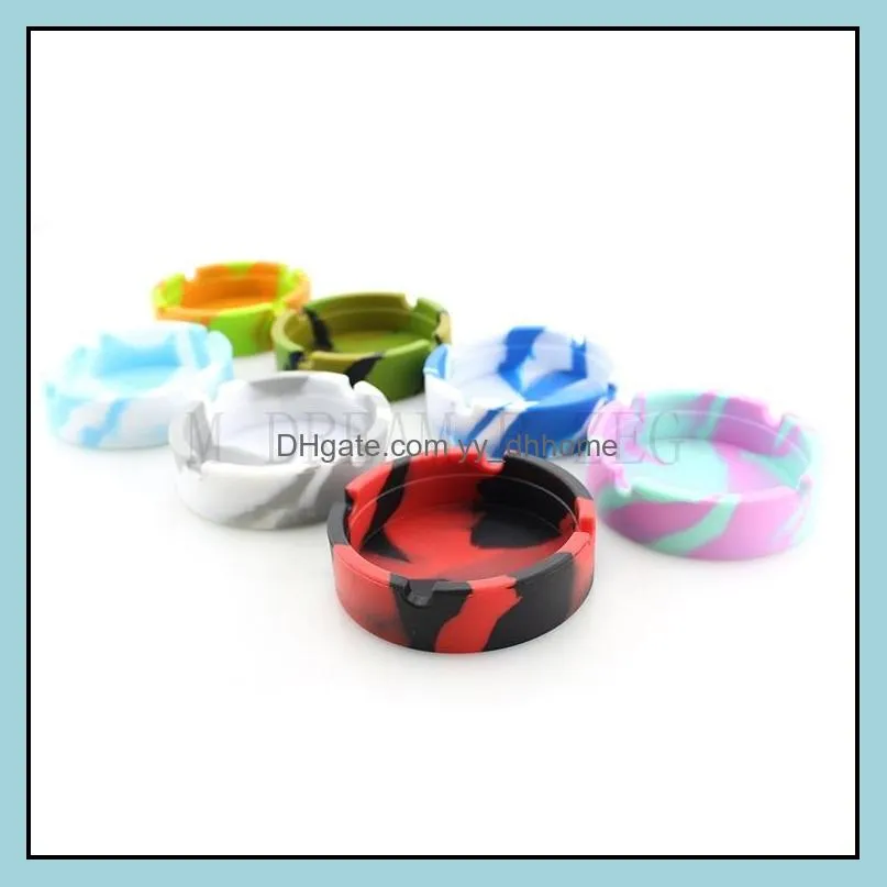 soft silicone ashtray 7 colors round mini ash tray portable antiscalding ashtrays home novelty crafts smoking accessories