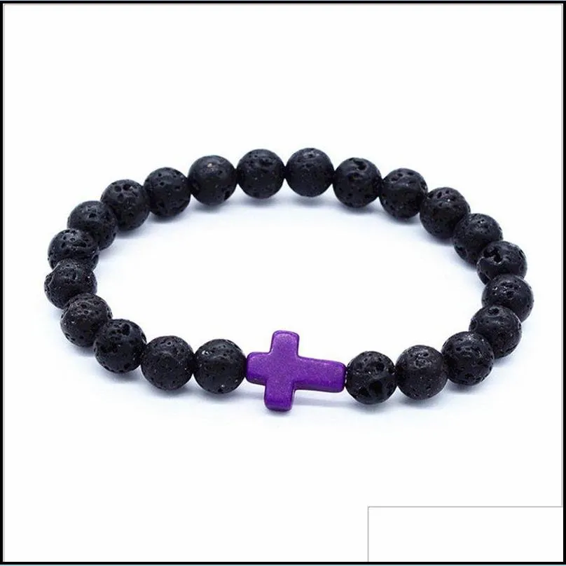 natural lava bead bracelet cross men and women essential oil diffusion yoga jewelry