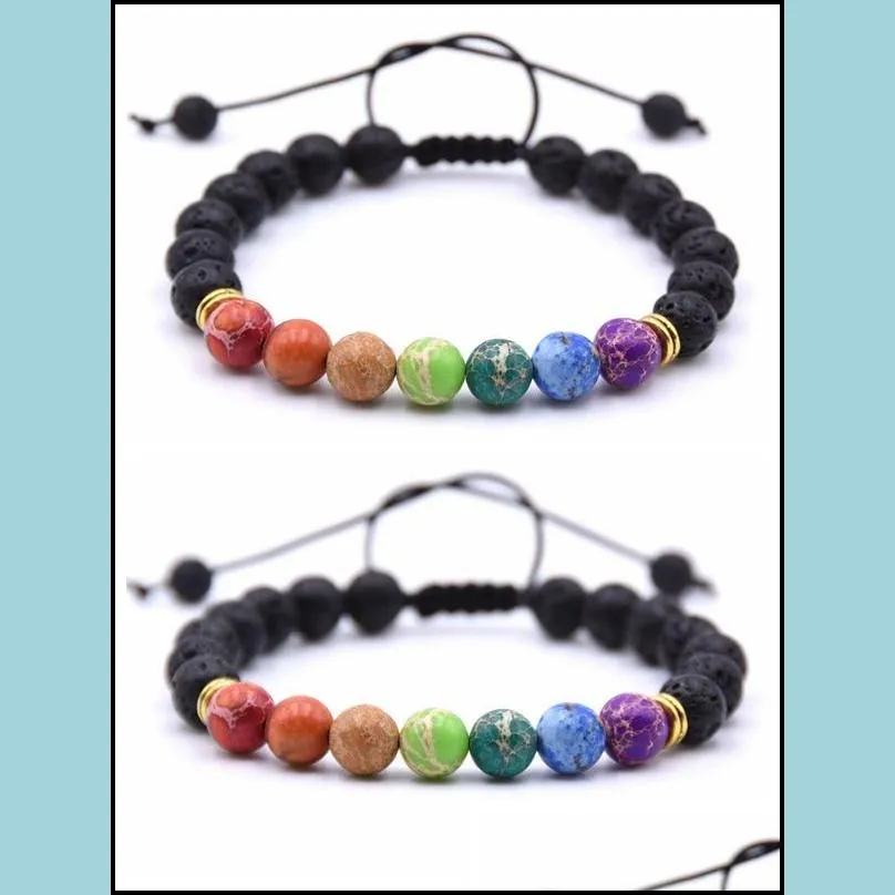 seven gems men and women bracelets adjustable popular 2019 new jewelry essential oil diffusion yoga