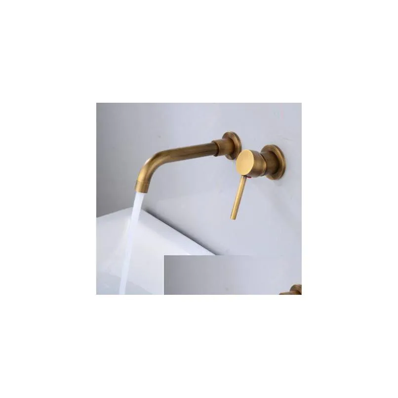 wall mounted brass basin faucet single handle mixer tap hot cold bathroom water wholesale bath mablack white brush gold set