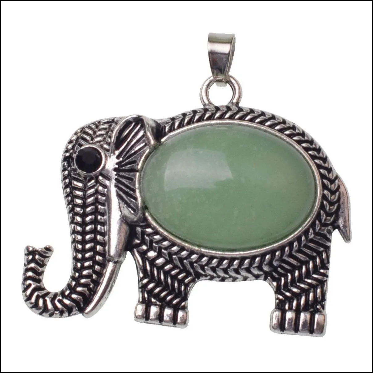 elephant gemstone pendant silver plated cute elephant gemstone necklace men and women simple necklace 12pcs