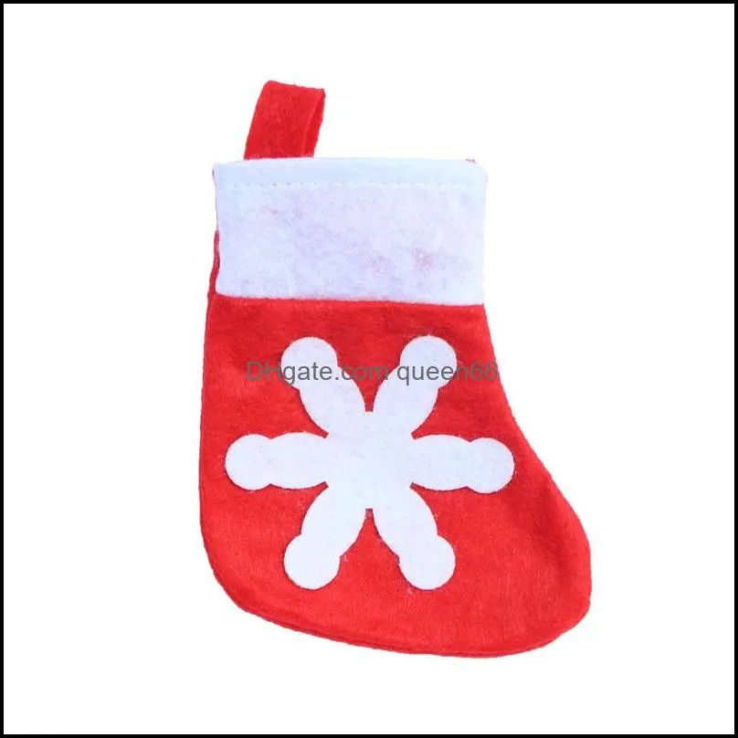 snowflake christmas sock tabeware cover fork spoon mini socks case christams hangs home christmas decorations home decor