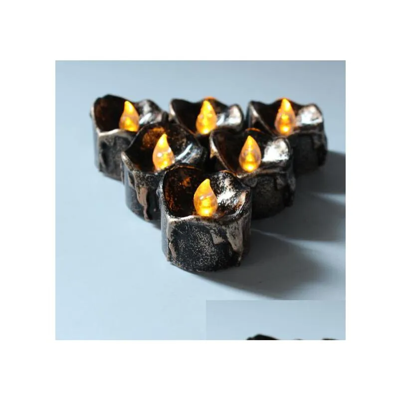 party decoration halloween black flameless candles flash led battery powered light candles