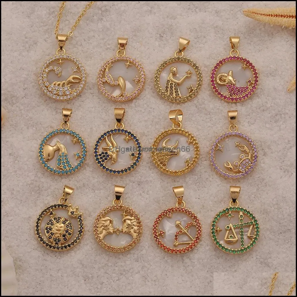 12 zodiac sign necklace copper clavicle chain leo aries pisces pendants charm star sign choker astrology necklaces