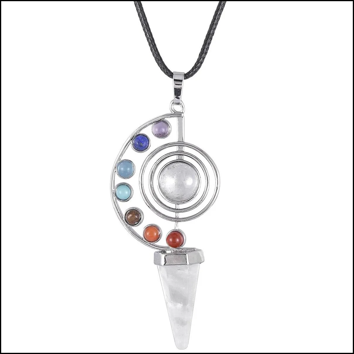 fashion point making pendant wholesale healing stone yoga 7 seven chakras jewelry heal sign symbol charm pendant for gift