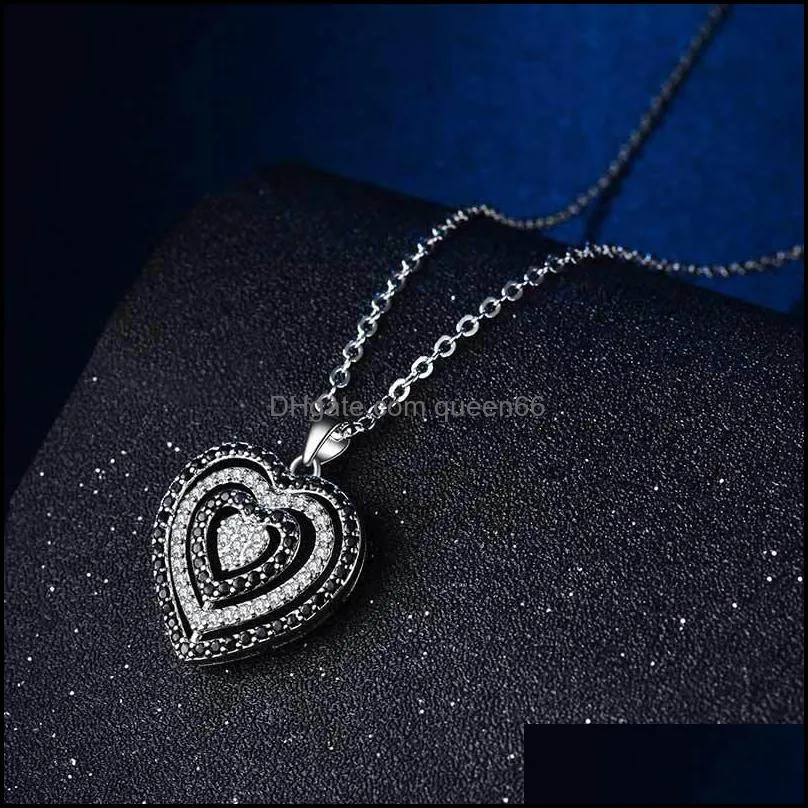 crystal diamond heart necklace pendant romantic hollow love women necklaces wedding fashion jewelry gift