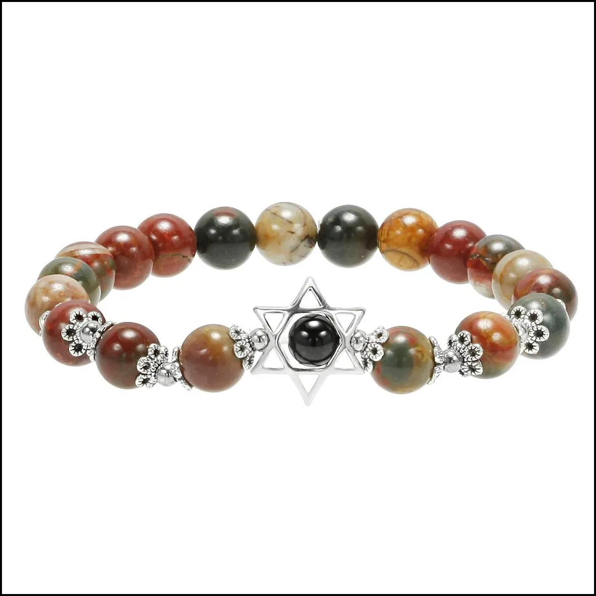 beaded strands bracelet hexagram star healing crystal stone stretch waterdrop bracelets 8mm inlaid hand ornament