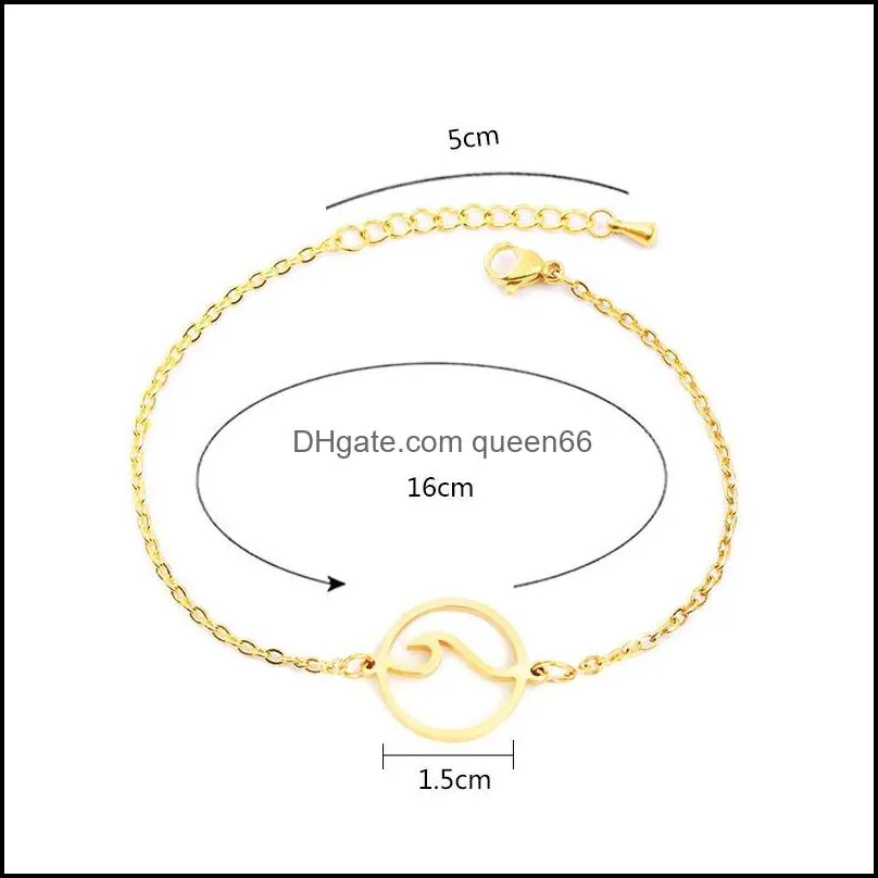stainless steel wave bracelet navy style gold chains women bracelets fashion jewelry gift