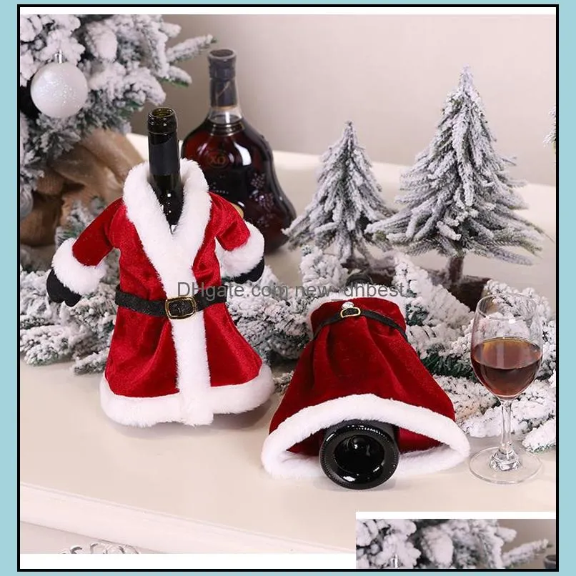 red christmas cloak coat wine bottle cover bag hangs christmas decorations festive party home decor