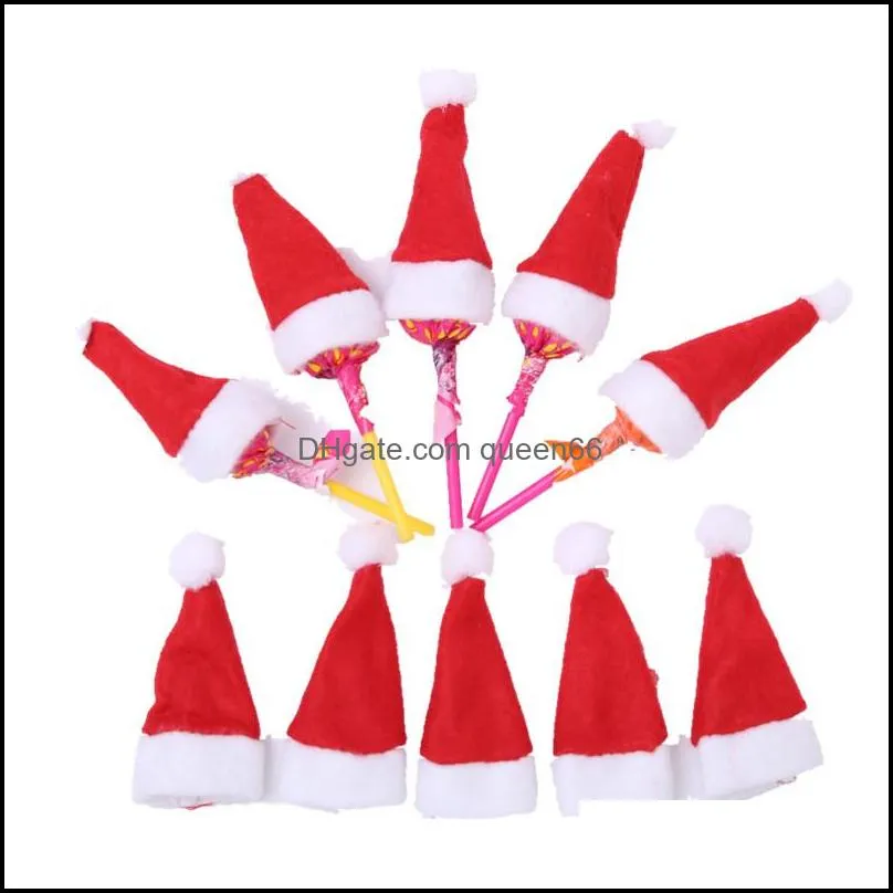 mini christmas hat red lollipop hat cap candy hats christmas decorations home decor festive supplies gift