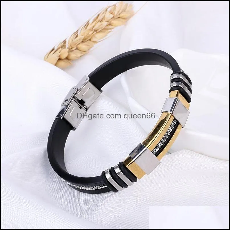 stainless steel buckle bracelet bangle cuff silicone bracelet wristband for women men fashion jewelry