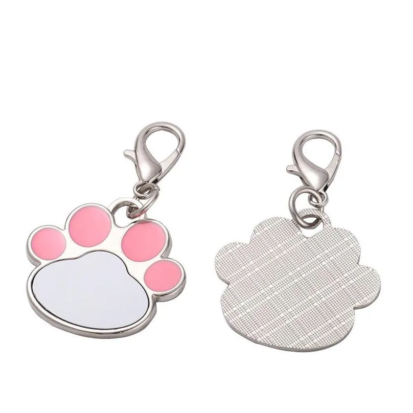 fashion thermal transter sublimation blanks dog tag keychains diy designer jewelry bone cats claws pink black blue silver alloy lovers car key rings keyring