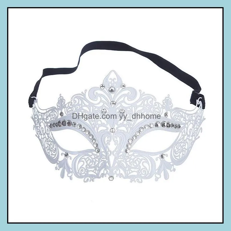 painted metal venice mask inlaid crystal wrought iron party masks noble ball decorative wedding masquerade mask