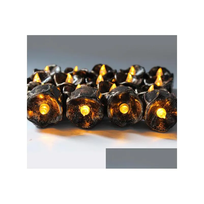 party decoration halloween black flameless candles flash led battery powered light candles