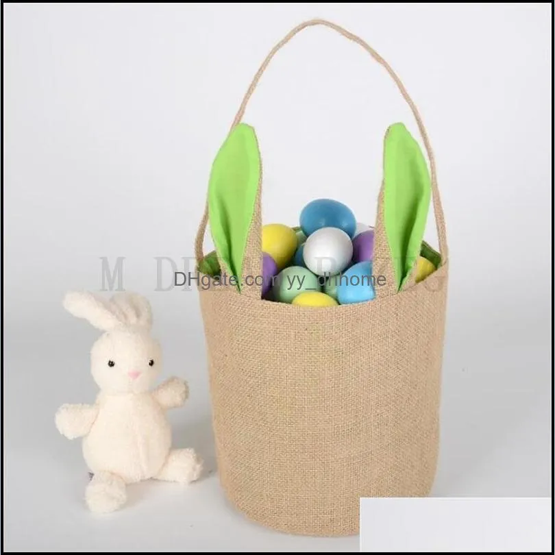 5 colors jute bag easter party supplies rabbit ear easter basket bunny ear gift bag happy easter decorations for home