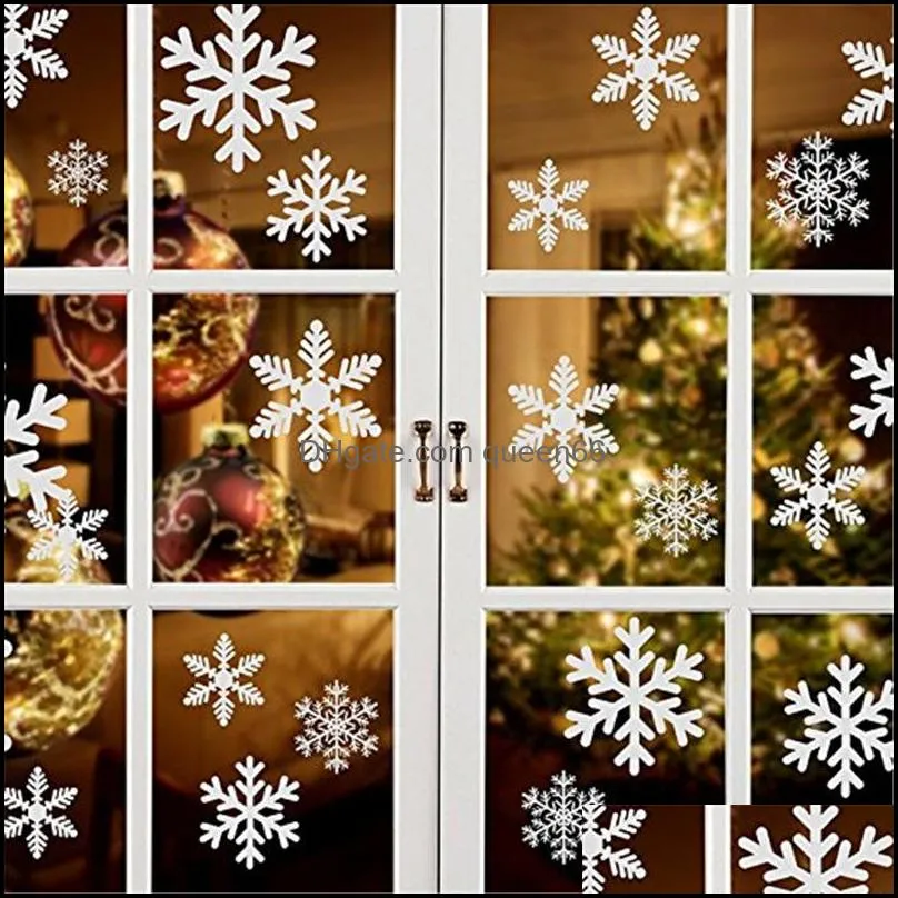 christmas decorations white snowflake static sticker window glass christmas stickers festive holiday party home decor