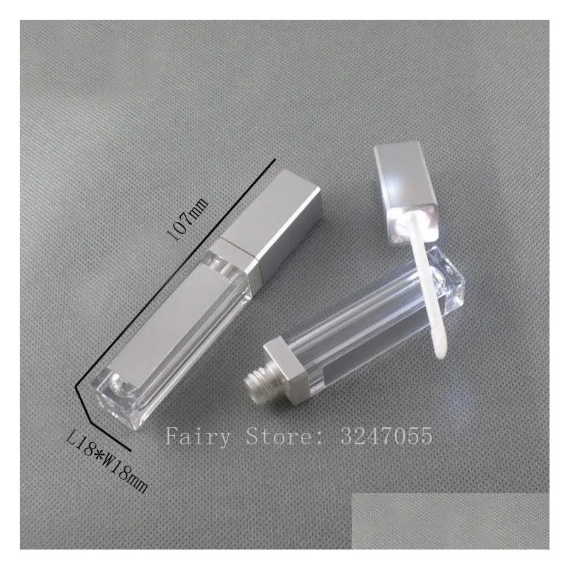 10/30/50pcs 7.5ml empty makeup diy lip gloss bottle black/silver square lipgloss tube with led light mirror labial glair bottle