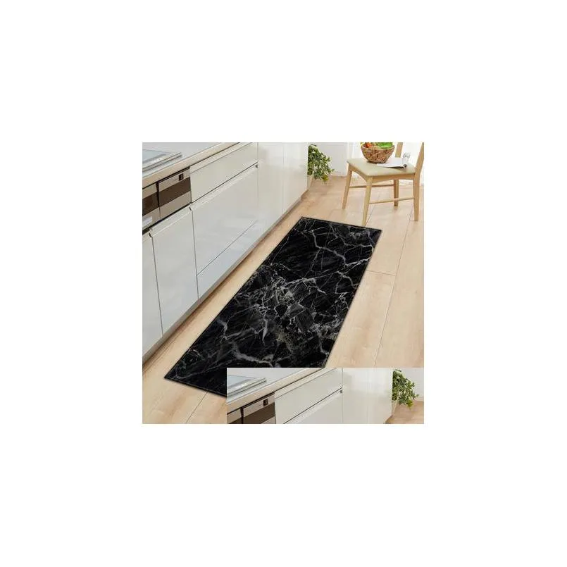 cushion/decorative pillow black white marble printed floor mat welcome doormat anti slip kitchen carpet outdoor hallway