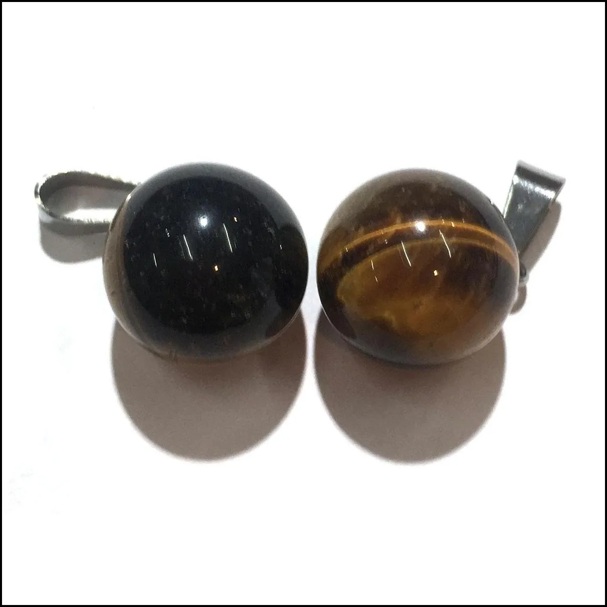 fashion chakra round stone pendants mixed healing crystal black onyx gemstone charms for necklace jewelry
