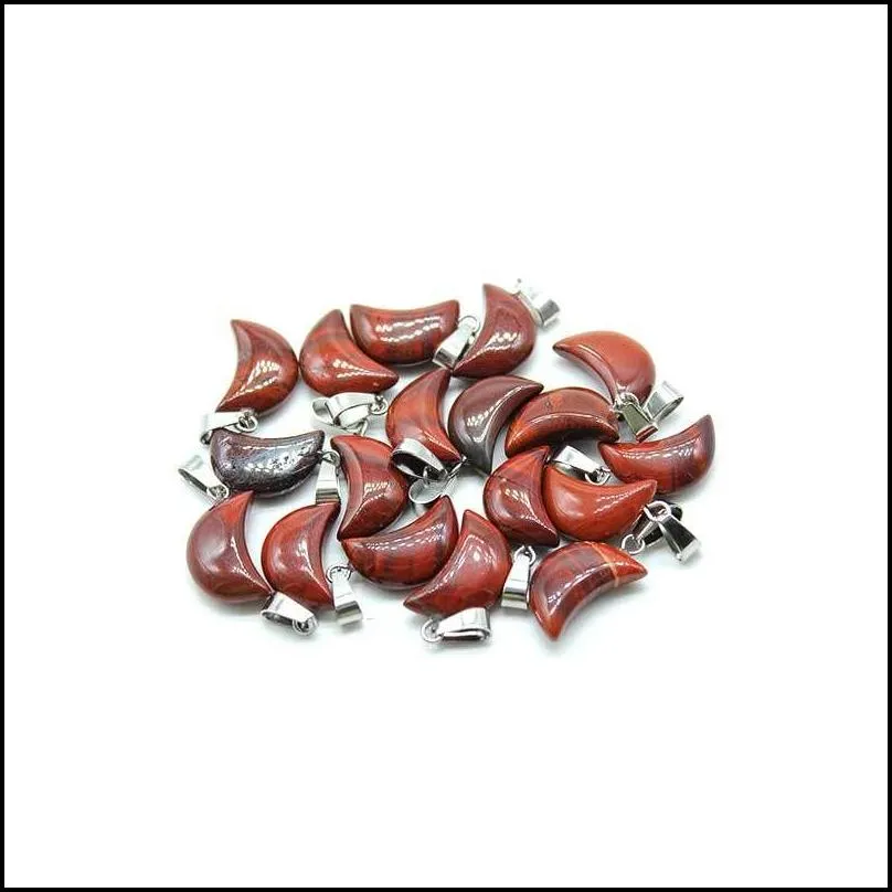 wholesale polish color natural goldstone gemstone moon shaped pendant for necklace jewelry decoration