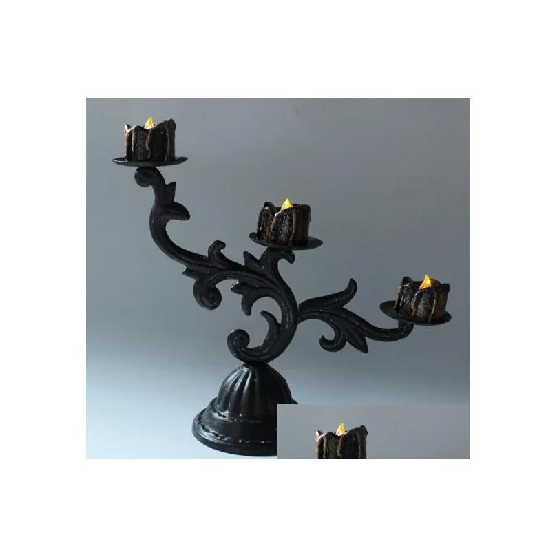 party decoration halloween black flameless candles flash led battery powered light candles