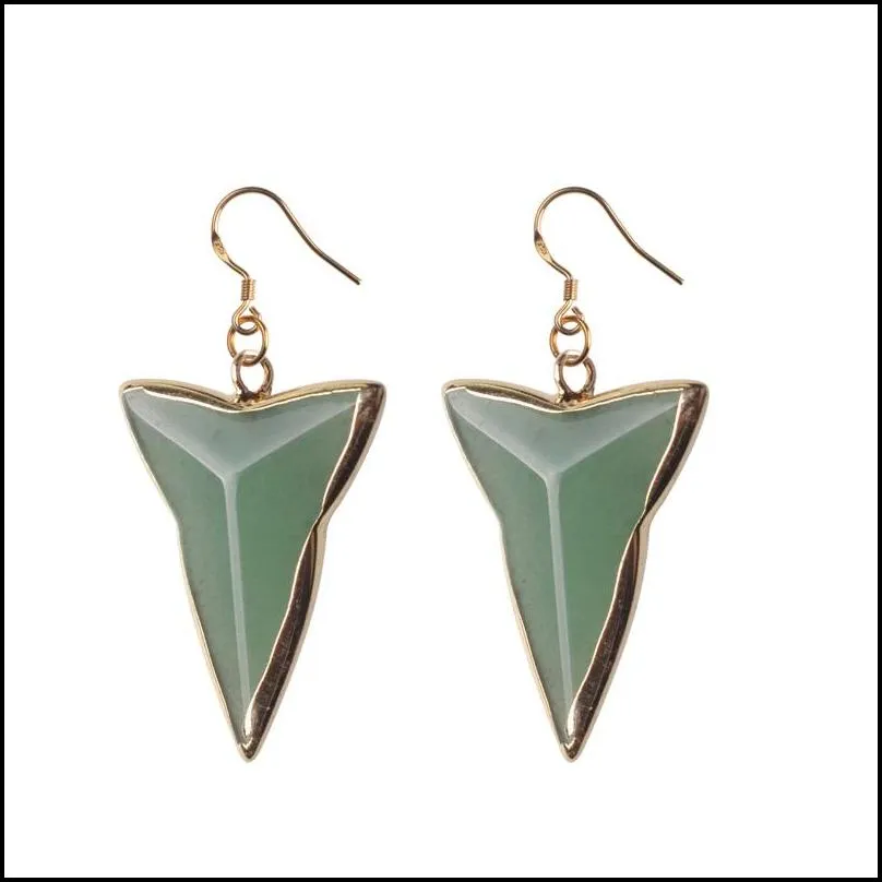 natural stone geometry shape earrings gold plated arrow design earrings for women jewelry