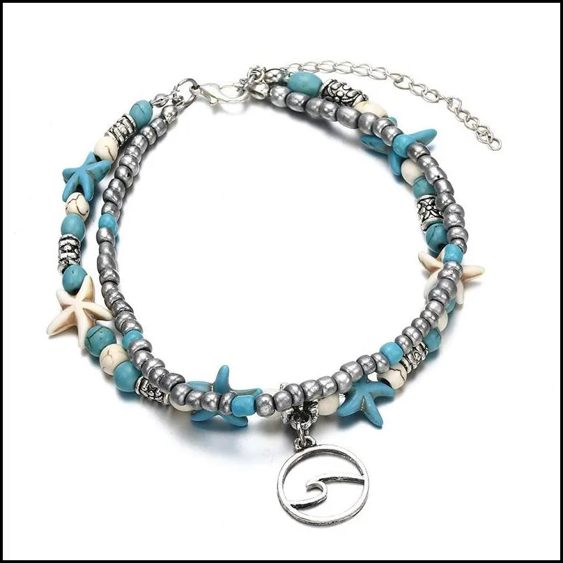 conch starfish mizhu beach turtle pendant anklet lady romantic sweet big anklets bracelet