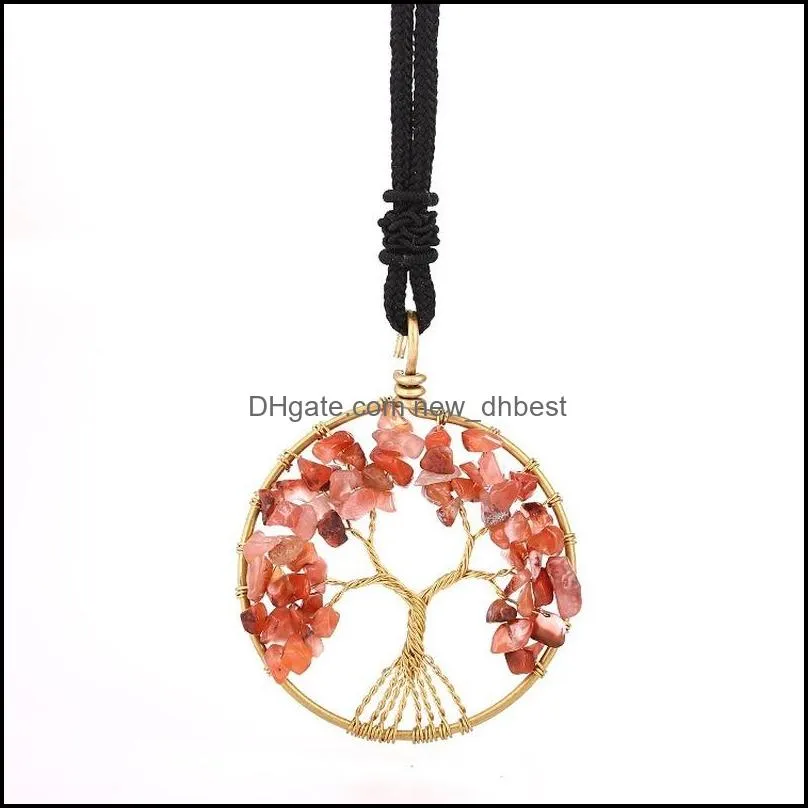 tree of life natural stone crystal chakra necklace fashion jewelry amethyst clear quartz lapis pendants gemstone necklaces
