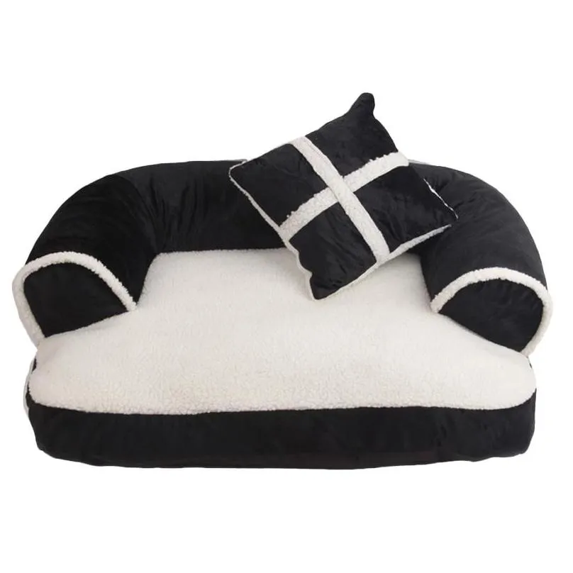 warm kennels small dog bed luxury pet sofa pens with pillow detachable wash soft fleece cat house