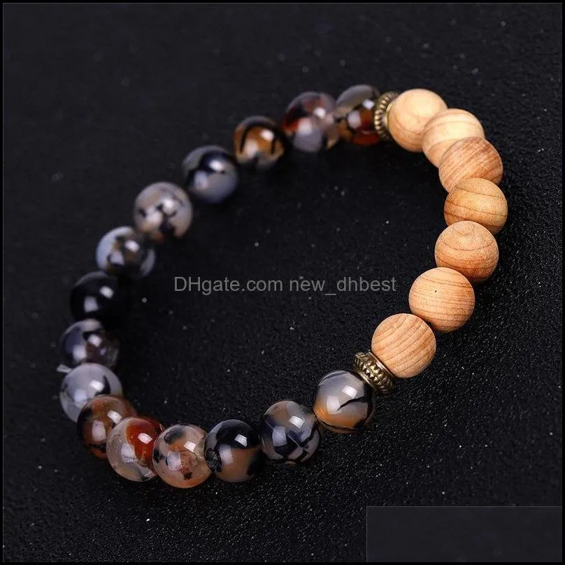 ice crack agate natural stone bracelet essential oil diffuser wood beads bracelets women men fashion jewelry