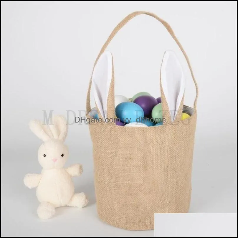 5 colors jute bag easter party supplies rabbit ear easter basket bunny ear gift bag happy easter decorations for home