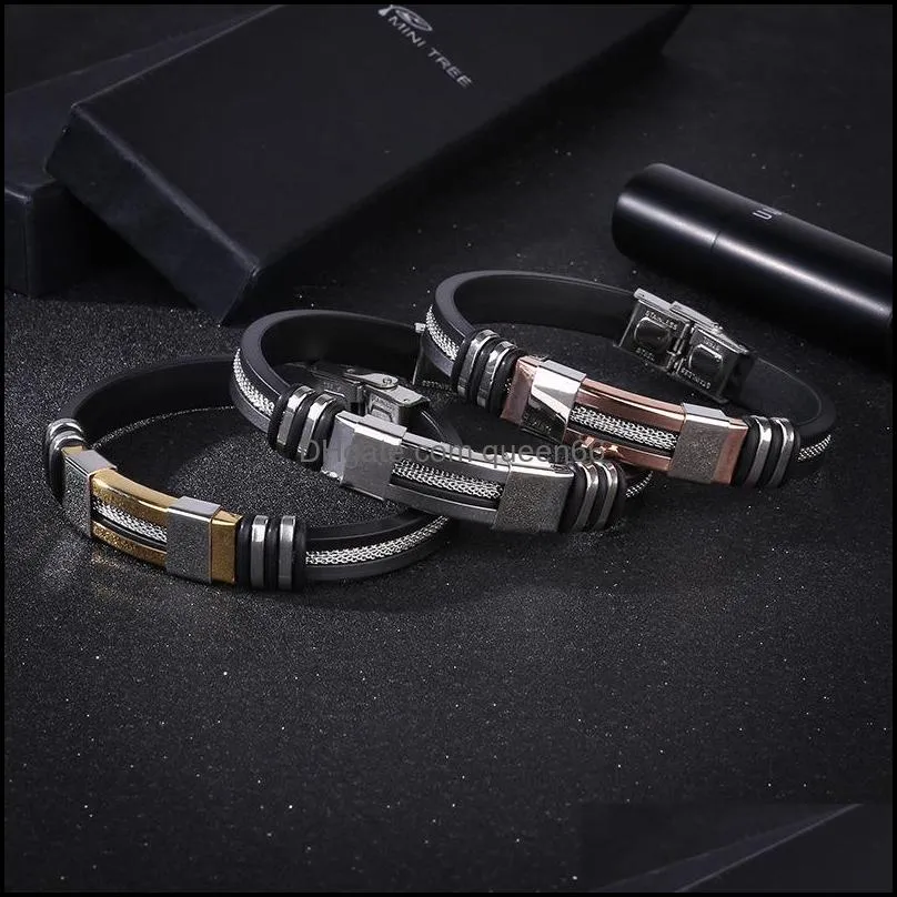 stainless steel buckle bracelet bangle cuff silicone bracelet wristband for women men fashion jewelry