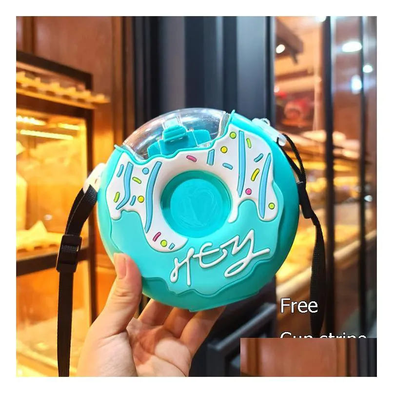 water bottles summer cute donut ice cream bottle with straw creative square watermelon cup portable leakproof tritan bpa 