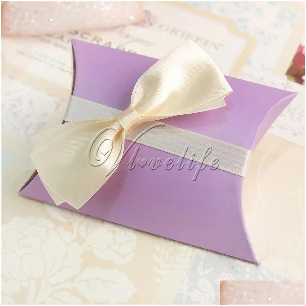 gift wrap 100pcs/lot new style pillow shape boxes candy box for wedding party favor decor paperboard / pvc /brown kraft