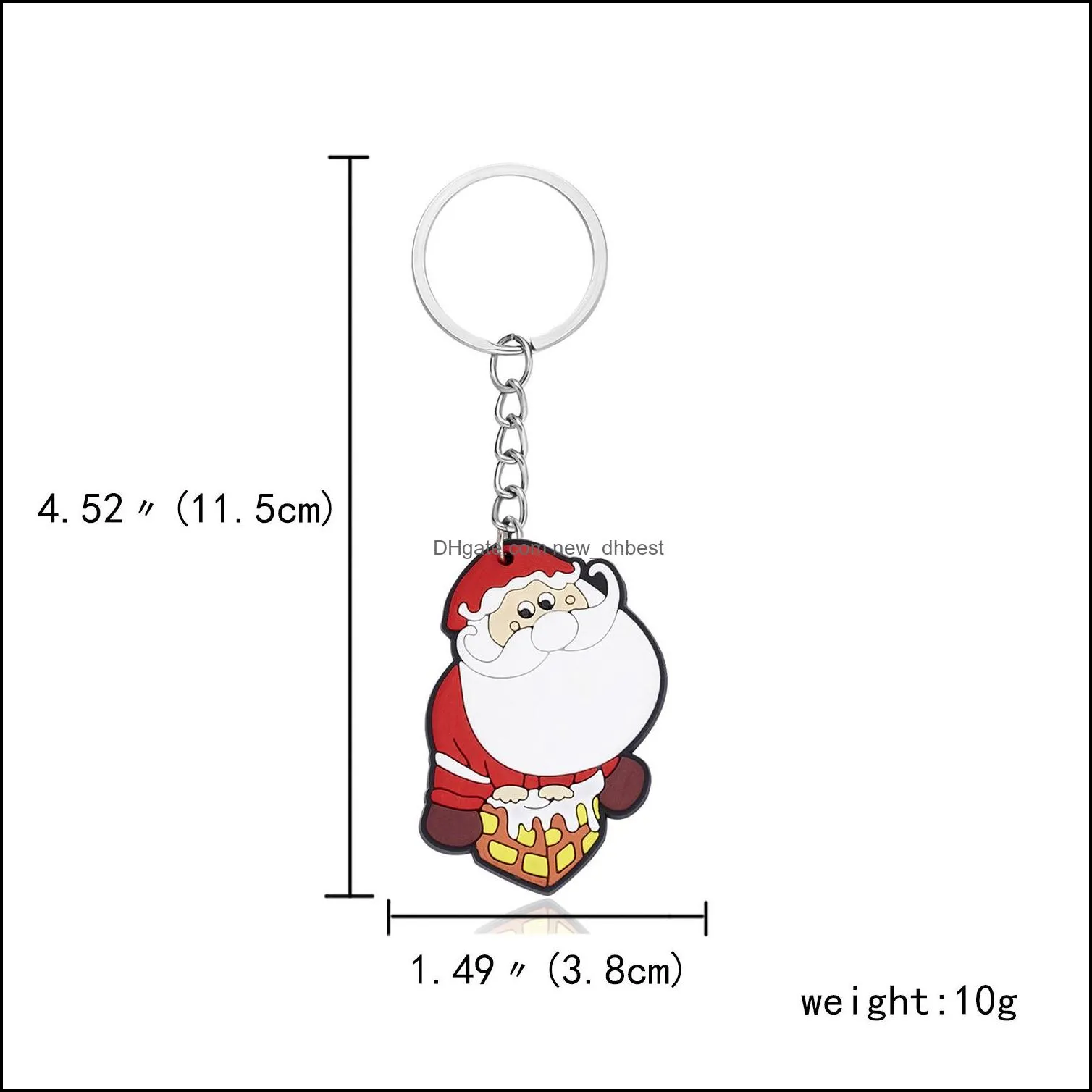 cartoon christmas keychain plastic christmas tree santa snowman key ring holders bag hangs fashion accessories 