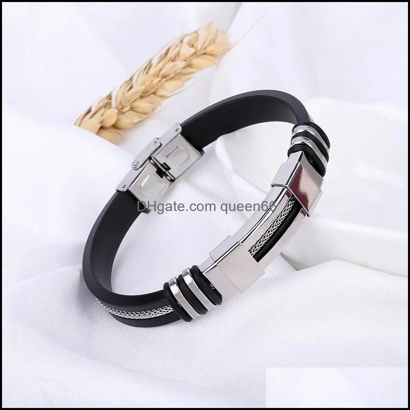 stainless steel buckle bracelet bangle cuff silicone bracelet wristband for women men fashion jewelry