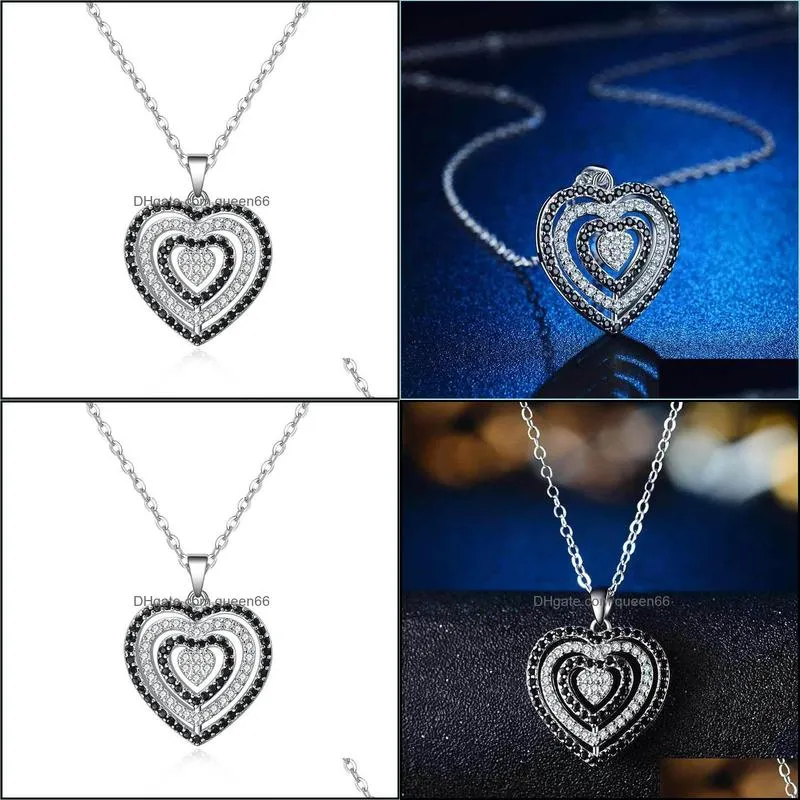 crystal diamond heart necklace pendant romantic hollow love women necklaces wedding fashion jewelry gift