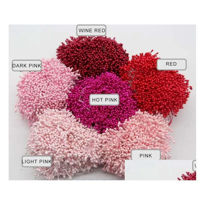 3mm multi colors options pearl flower stamen pistil cake decoration for diy double heads diy decorative flowers head