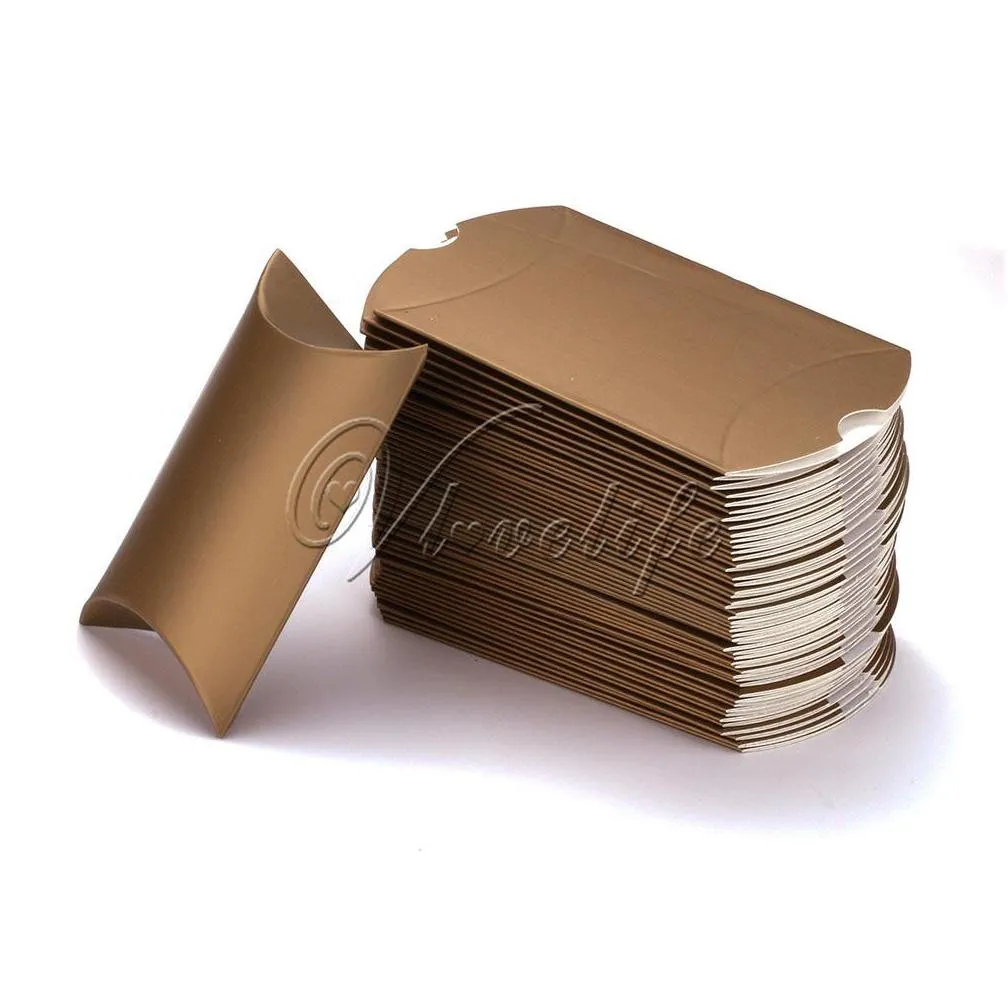 gift wrap 100pcs/lot new style pillow shape boxes candy box for wedding party favor decor paperboard / pvc /brown kraft