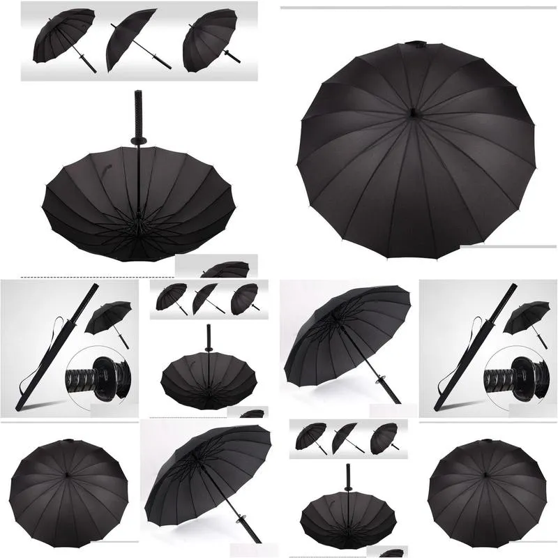 japanese samurai swords umbrella sunny rainny longhandle umbrellas semiautomatic 16 ribs black umbrellas