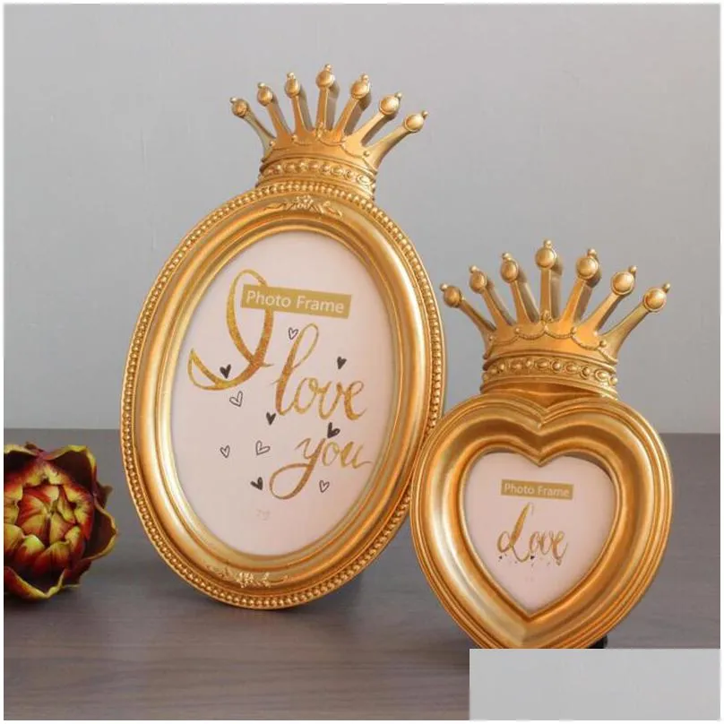 baroque style gold crown decor creative resin picture desktop frame photo frame gift home wedding decoration