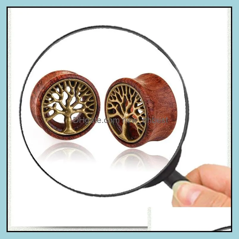 tree of life wood ears gauges flesh tunnels plugs expander stretcher ear piercing jewelry for men women