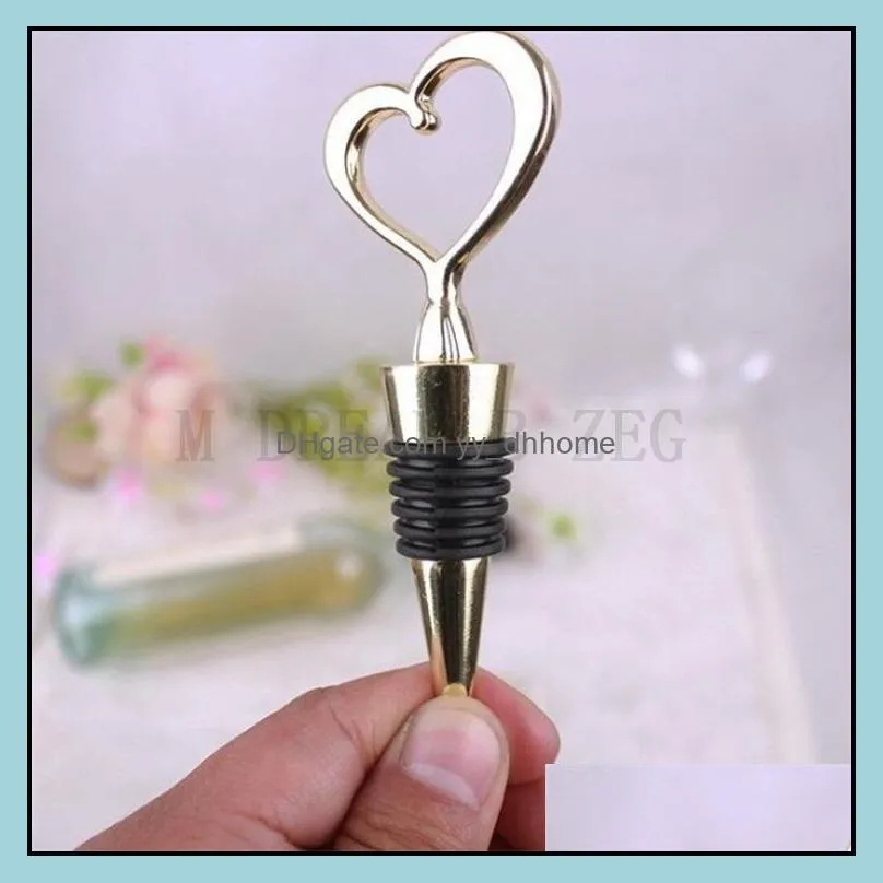 heart shaped red wine stopper elegant silver gold color champagne wine bottle stopper valentines wedding gifts