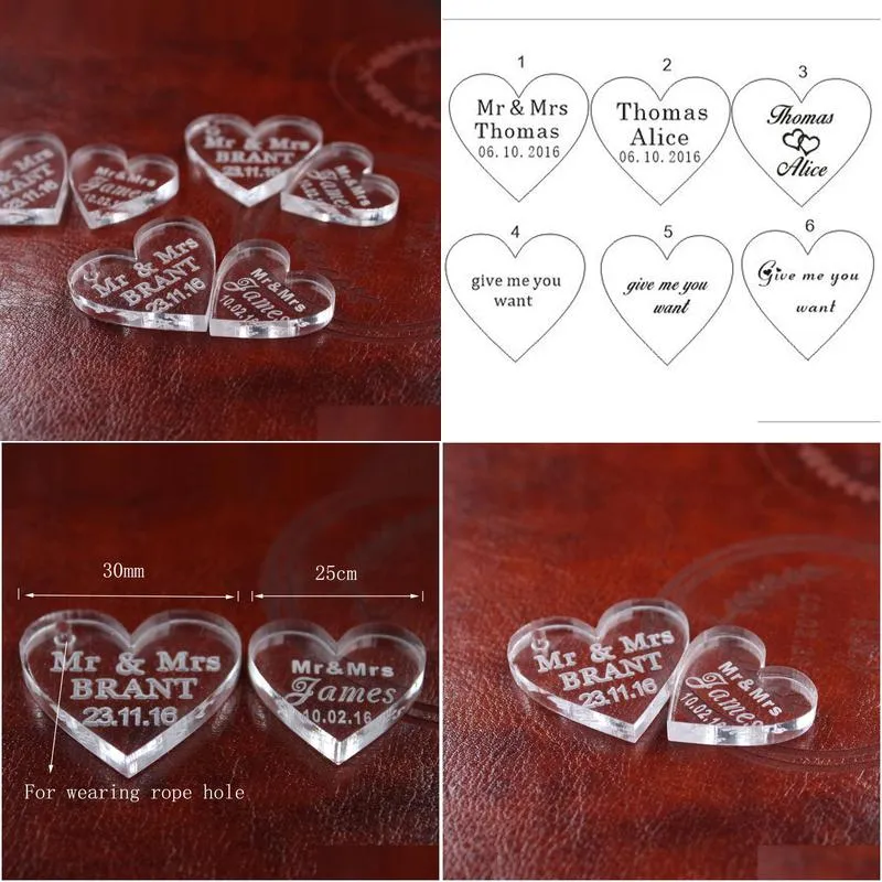 favor 50 pcs customized crystal heart personalized mr mrs love heart wedding souvenirs table decoration centerpieces favors and gifts