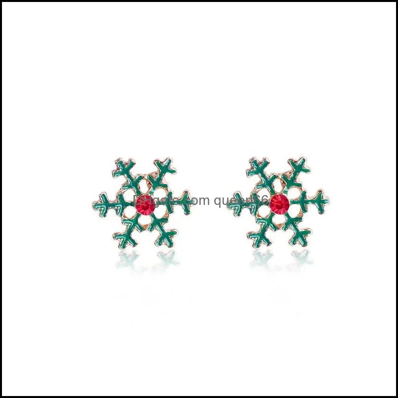 enamel crystal christams earrings santa reindeer snowflake stud earrings for girl women fashion jewelry