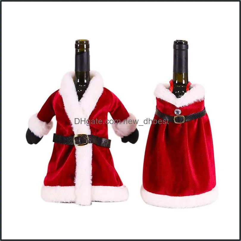 red christmas cloak coat wine bottle cover bag hangs christmas decorations festive party home decor