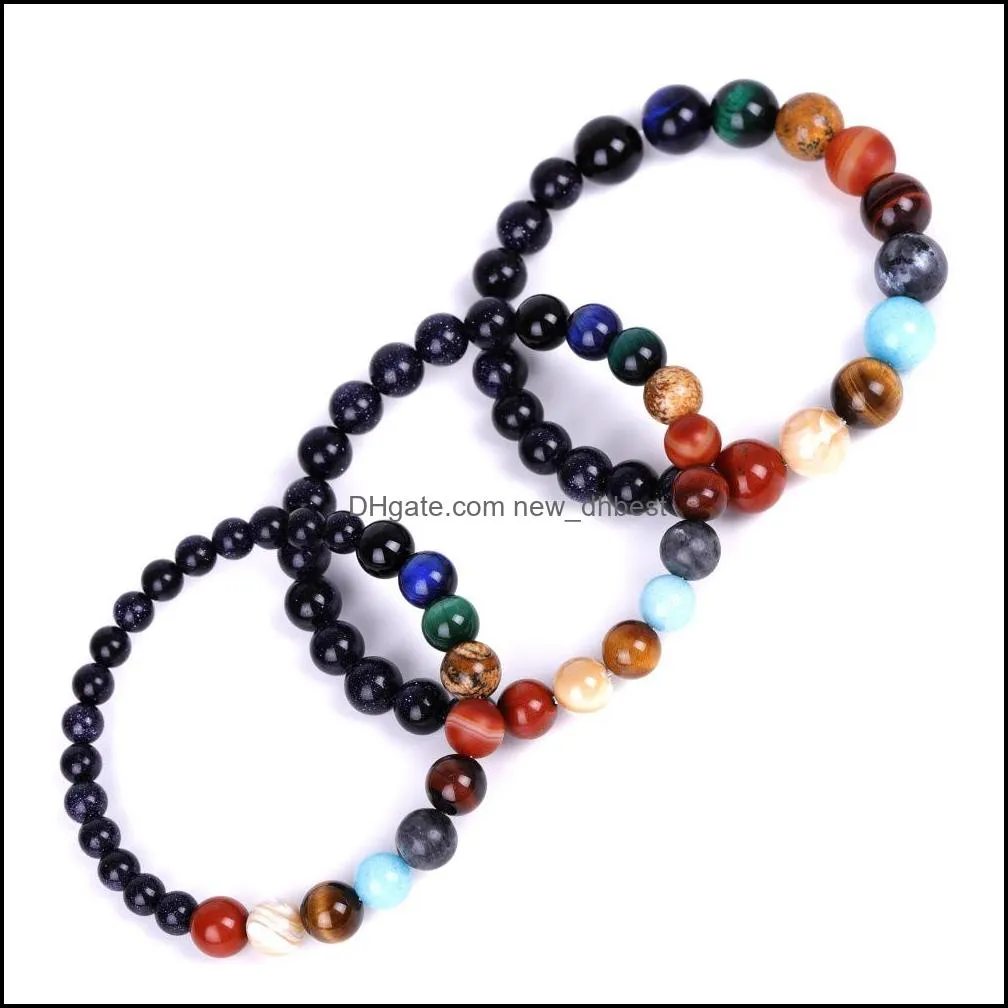 eight planets nature stone beaded strands bracelet women mens bracelets beads bangles fashion jewelry
