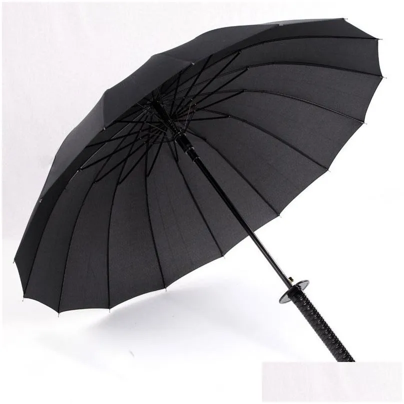 japanese samurai swords umbrella sunny rainny longhandle umbrellas semiautomatic 16 ribs black umbrellas