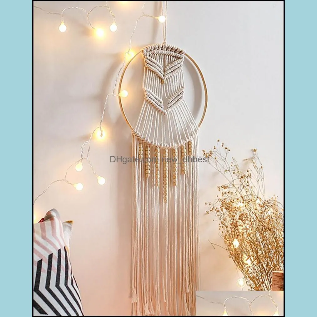 angel wing star dream catcher moon tassel macrame wall hanging tapestry home decor diy handicraft for bedroom living room decoration