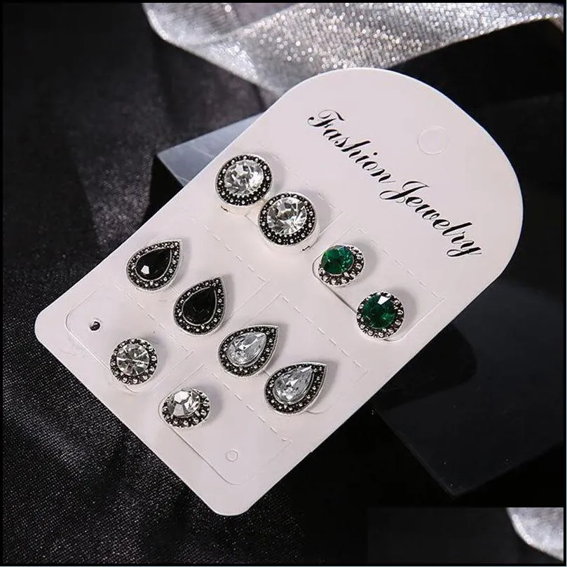 5 pcs set dainty crystal pearl hoop earring sets ball ear stud jewelry gift for women girls